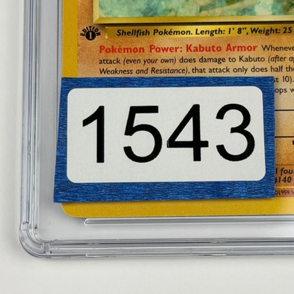 Pokemon Kabuto 1st Edition Fossil 50/62 CGC 9 Blue Label TCG 1999 WotC Vtg
